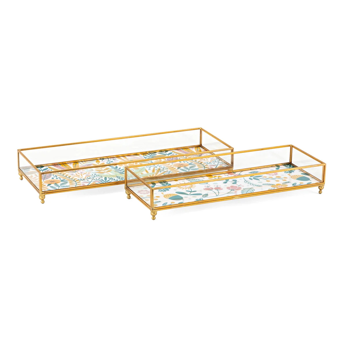 IMAX Worldwide Home Marigold Glass Decorative Tray - Set of 2