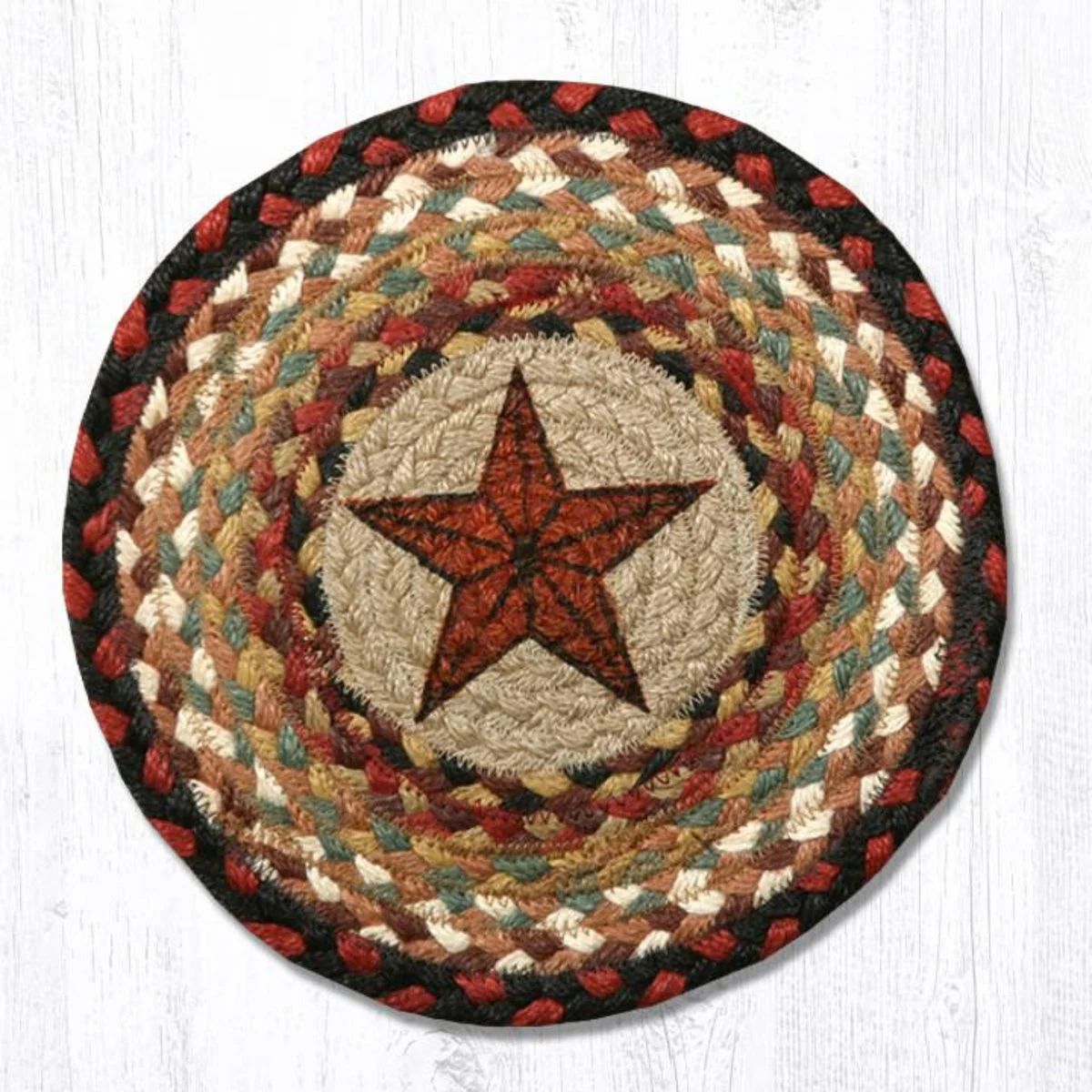 Earth Rugs Rustic Farmhouse Round Trivet – Barn Star Printed 10"x10"