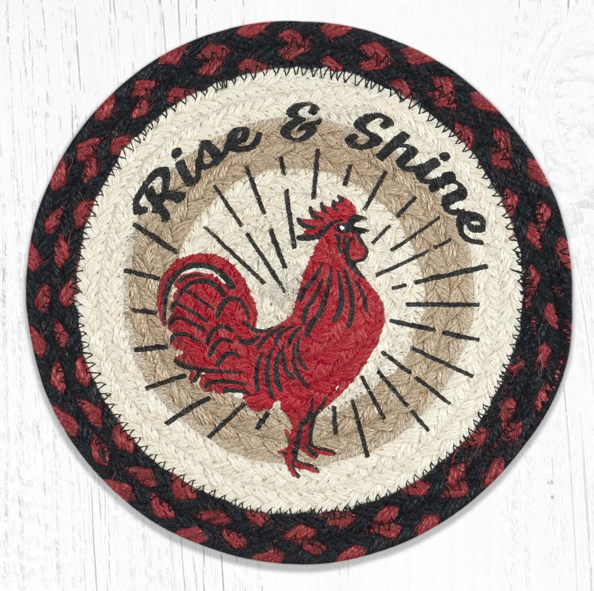 Earth Rugs Rise & Shine Round Trivet – Rustic Farmhouse Kitchen Hot Pad 10"x10"