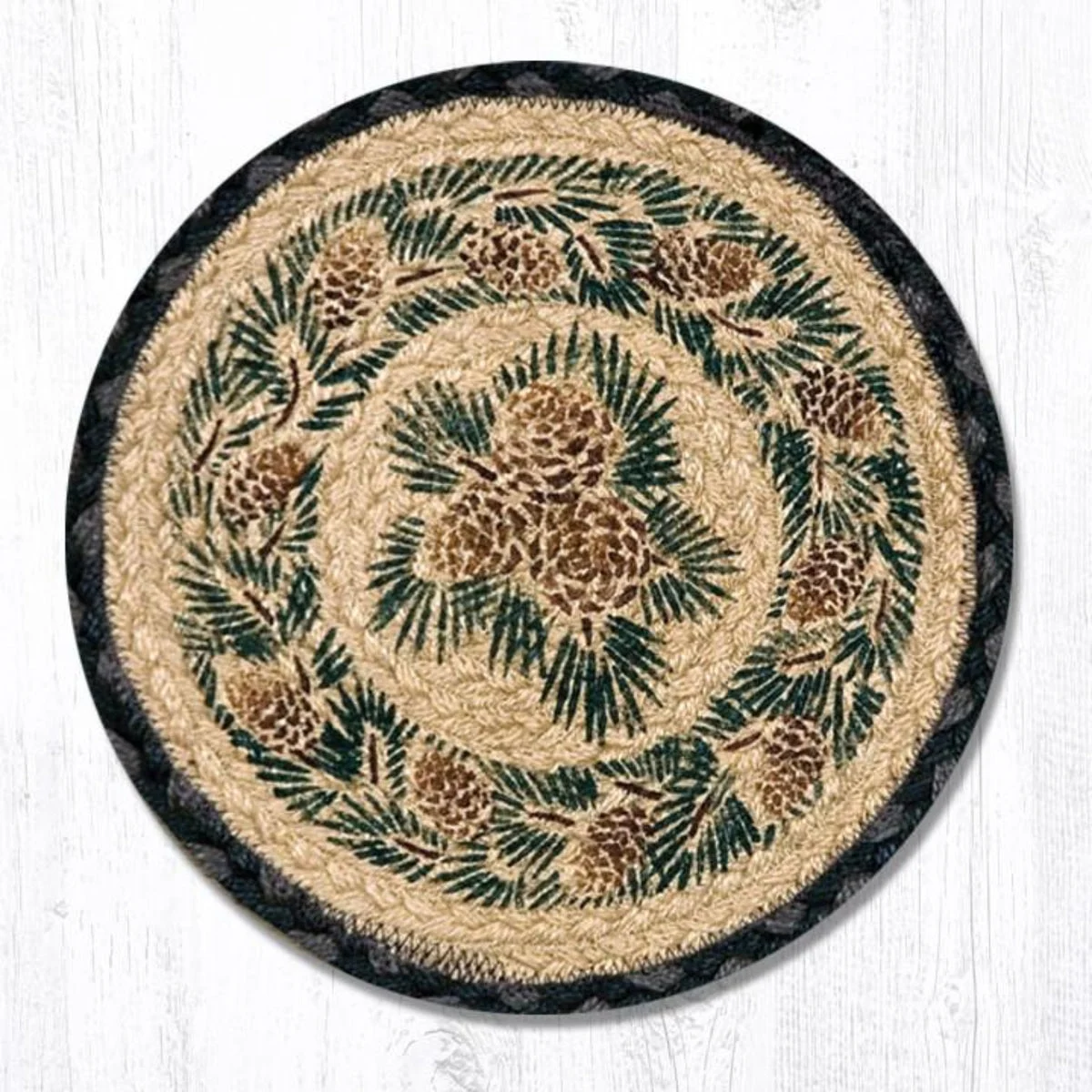 Pinecone Round Trivet – Rustic Cabin Kitchen Hot Pad 10"x10" by Earth Rugs