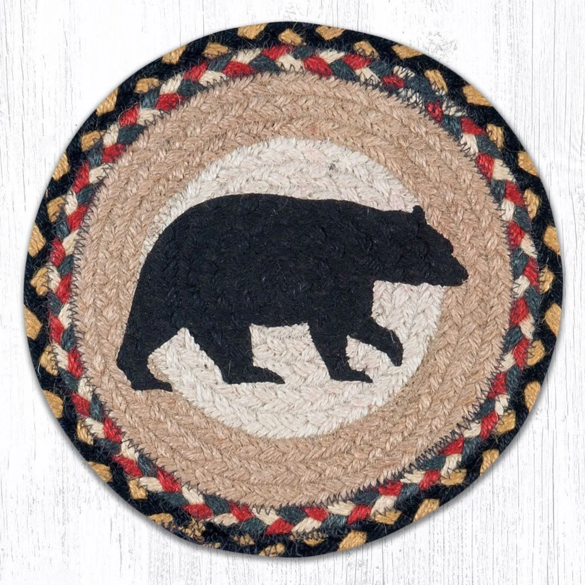 Earth Rugs American Bear Round Trivet – Rustic Cabin Kitchen Hot Pad 10"x10"