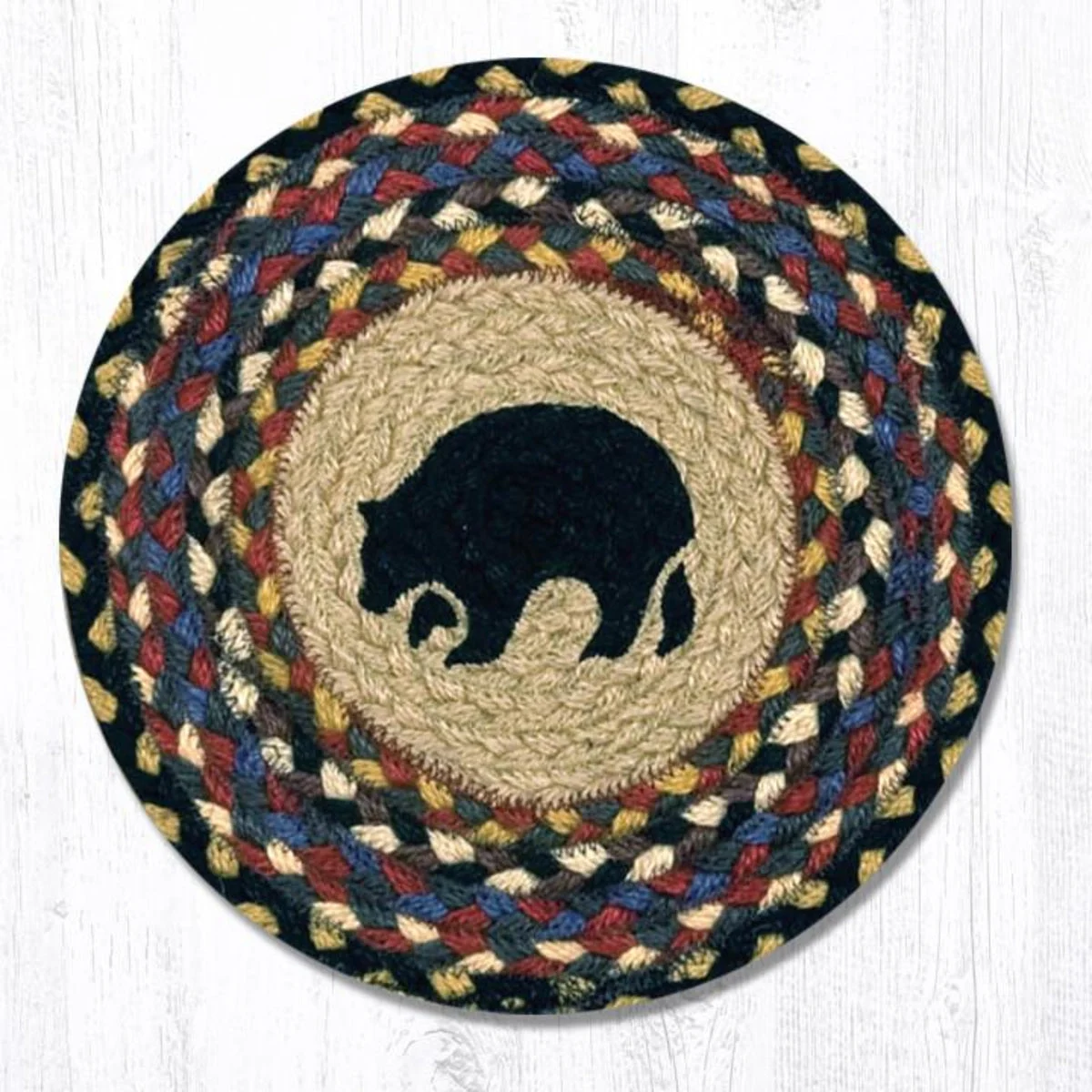 Earth Rugs Black Bear Round Trivet – Rustic Cabin Kitchen Hot Pad 10"x10"