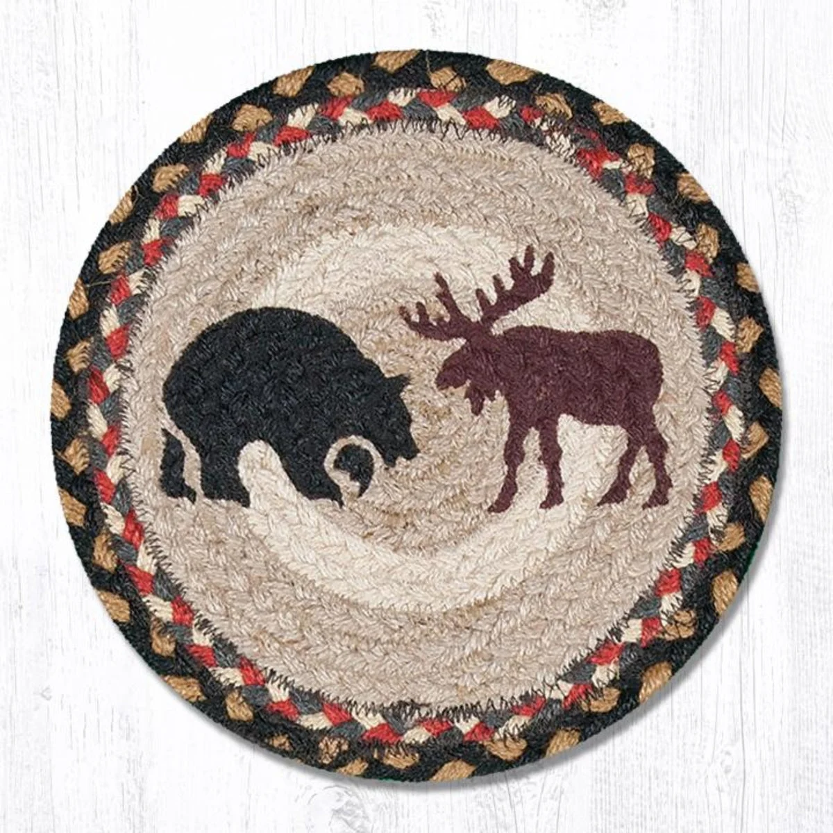 Earth Rugs Bear/Moose Round Trivet – Rustic Cabin Kitchen Hot Pad 10"x10"