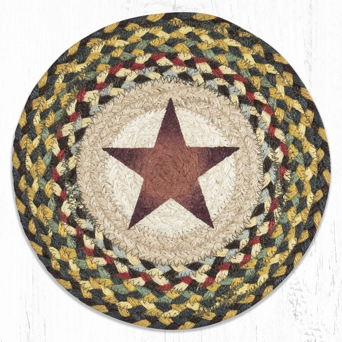 Earth Rugs MSPR-51 Gold Star Printed Round Trivet 10``x10``