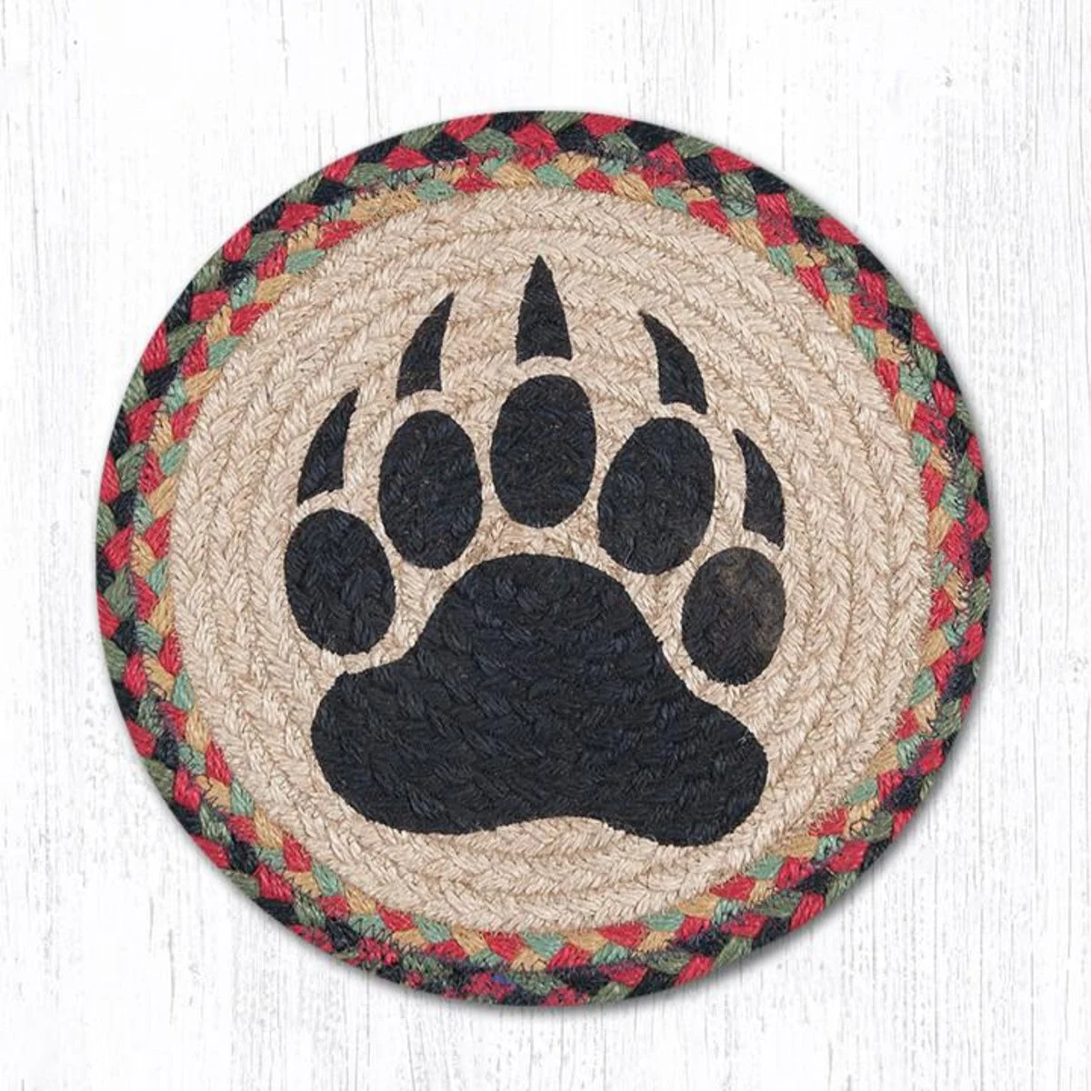 Earth Rugs Bear Paw Round Trivet – Rustic Cabin Kitchen Hot Pad 10"x10"