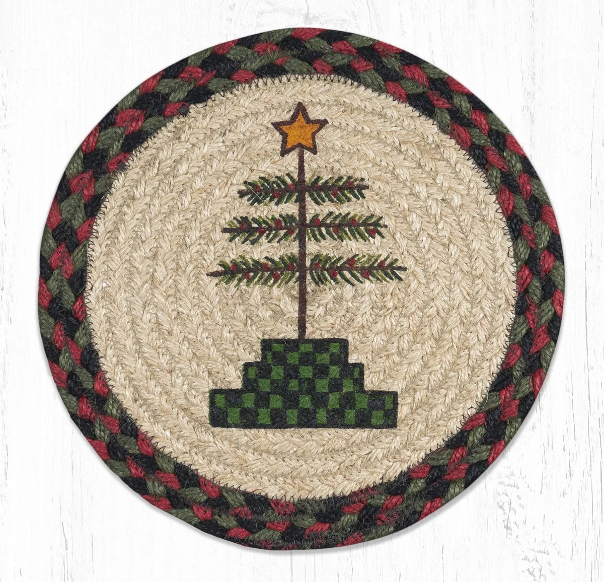Earth Rugs Feather Tree Round Trivet – Rustic Cabin Kitchen Hot Pad 10"x10"