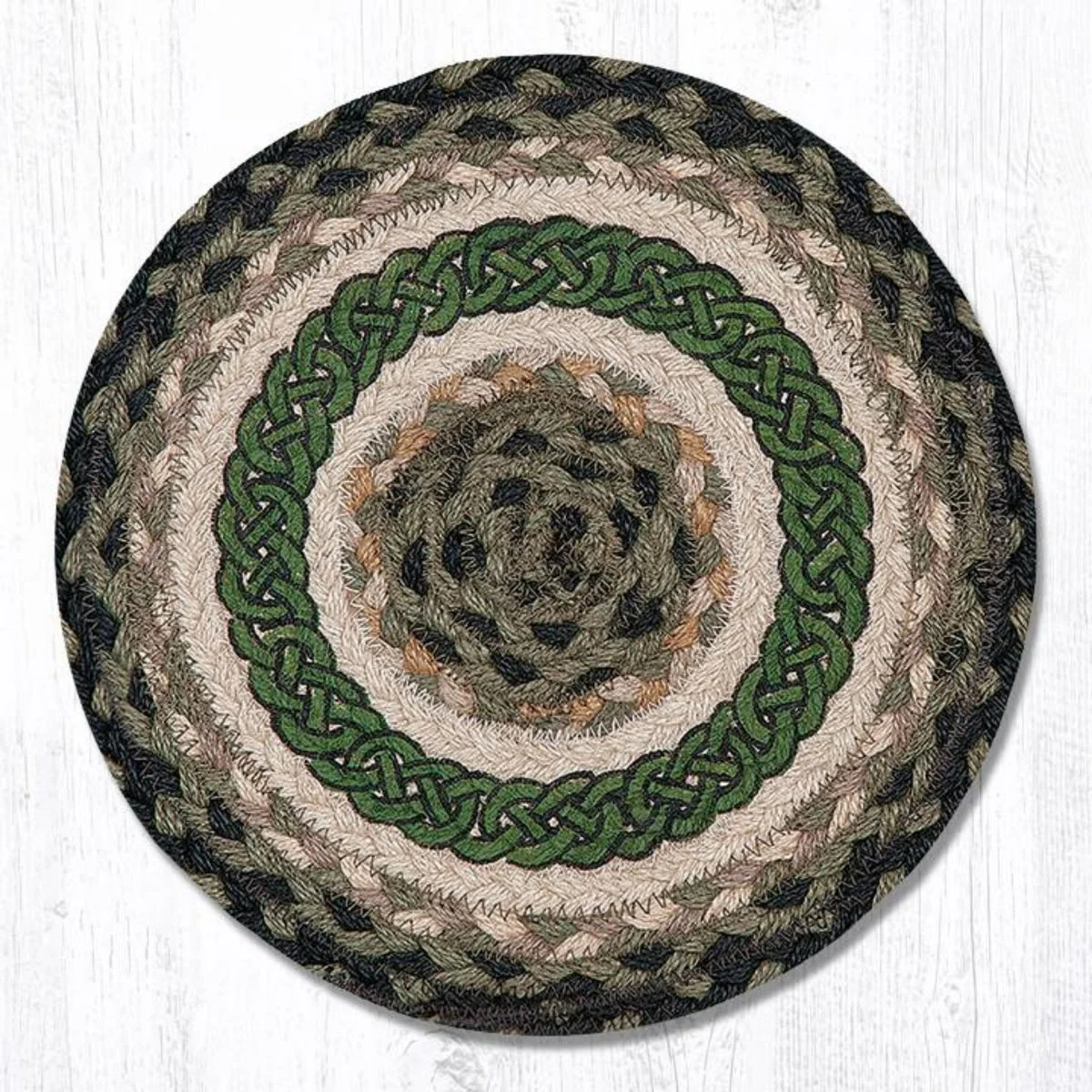 Earth Rugs Irish Knot Printed Round Trivet – 10"x10" Celtic Braided Jute Table Mat with Timeless Heritage Design