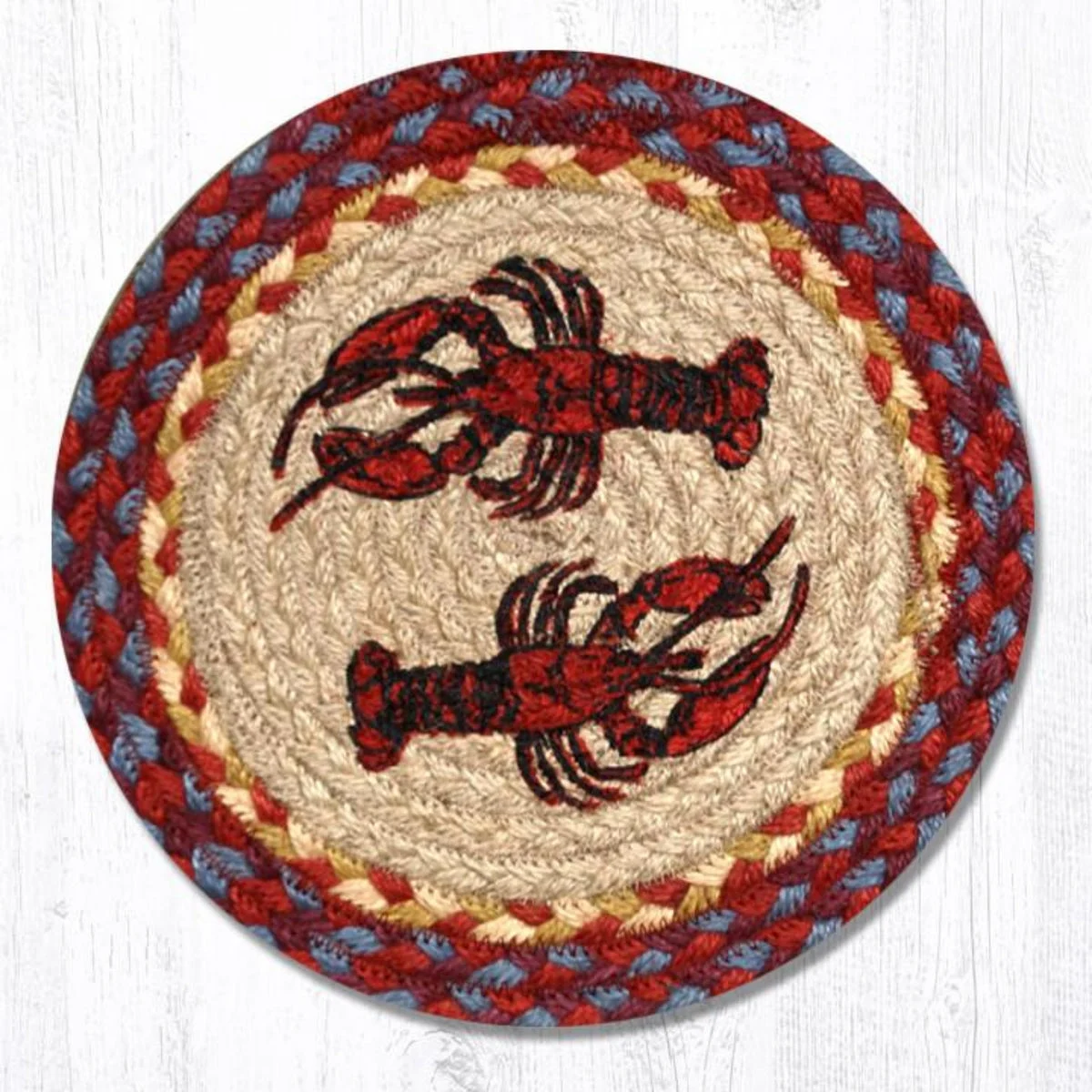 Earth Rugs Lobster Printed Round Trivet – 10"x10" Braided Jute Accent with Nautical Coastal Theme