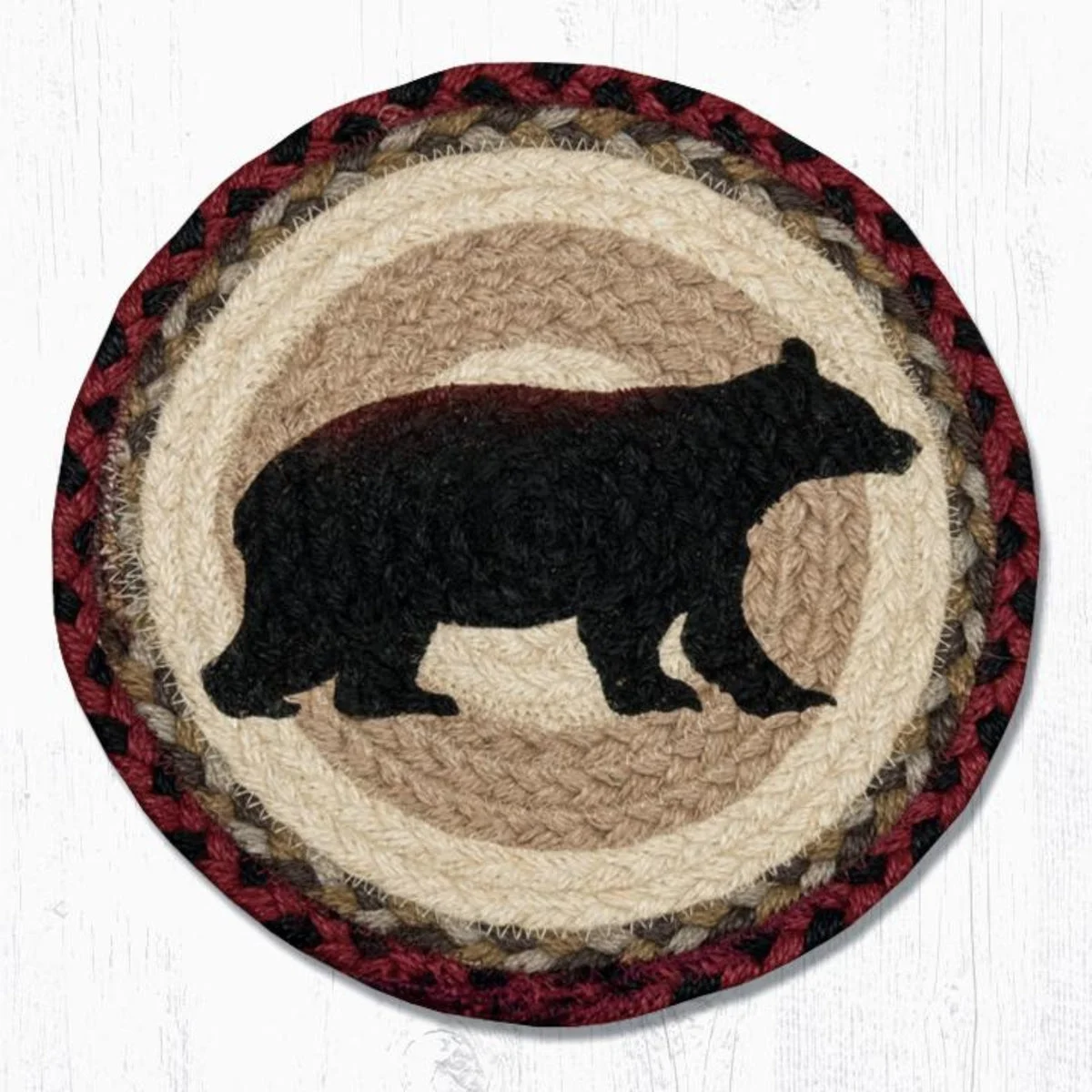 Earth Rugs Rustic Cabin Bear Printed Trivet – Round 10"x10" Eco Kitchen Accessory