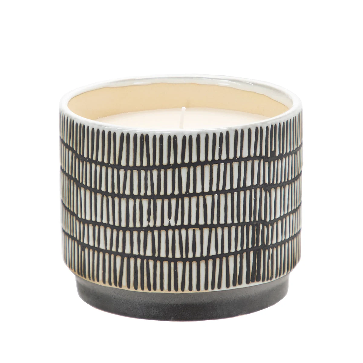 Sagebrook Home 5.5 Striped Candle By Liv & Skye, French Vanilla