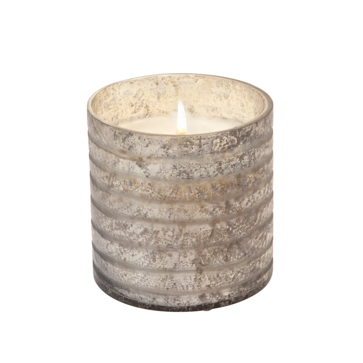 Sagebrook Home 17.6Oz Candle On Silver Stripe Glass By Liv & Skye