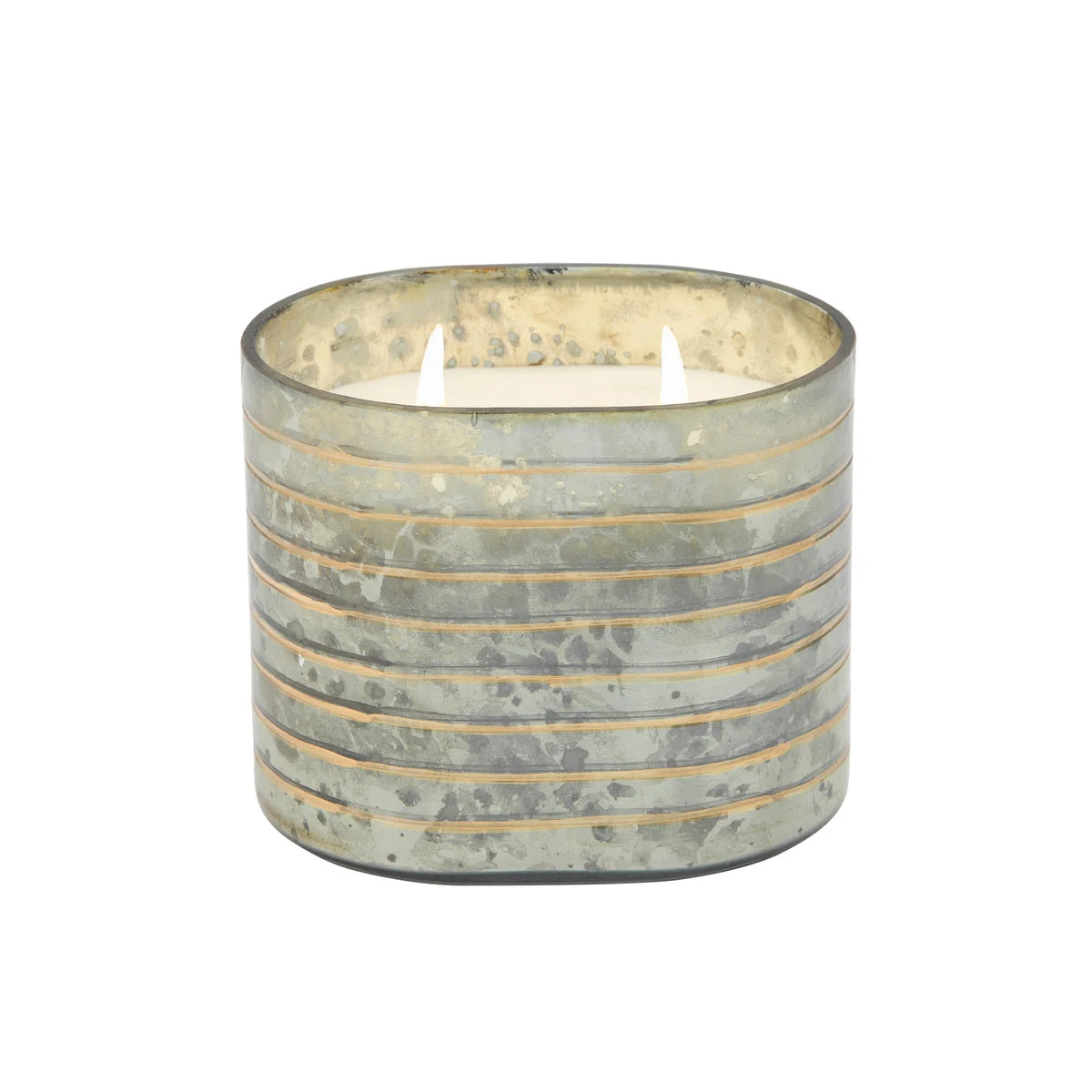 Sagebrook Home 80083-02 6.5" 40Oz Candle On Bronze Striped Glass By Liv & Skye
