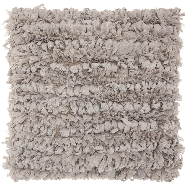 Mina Victory Paper Loop Shag Gray 20" x 20" Throw Pillow