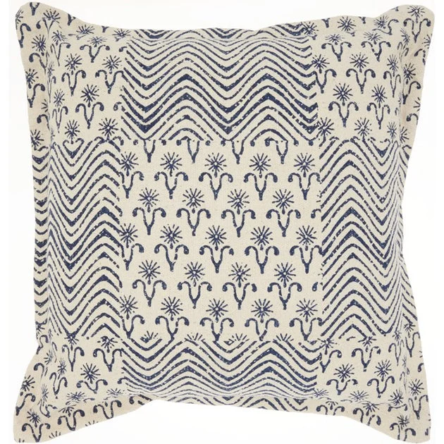 Life Styles Printed Flower Patch Indigo 20" x 20" Throw Pillow