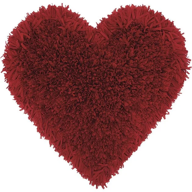 Mina Victory Frame Heart Shag Deep Red 18" x 18" Throw Pillow