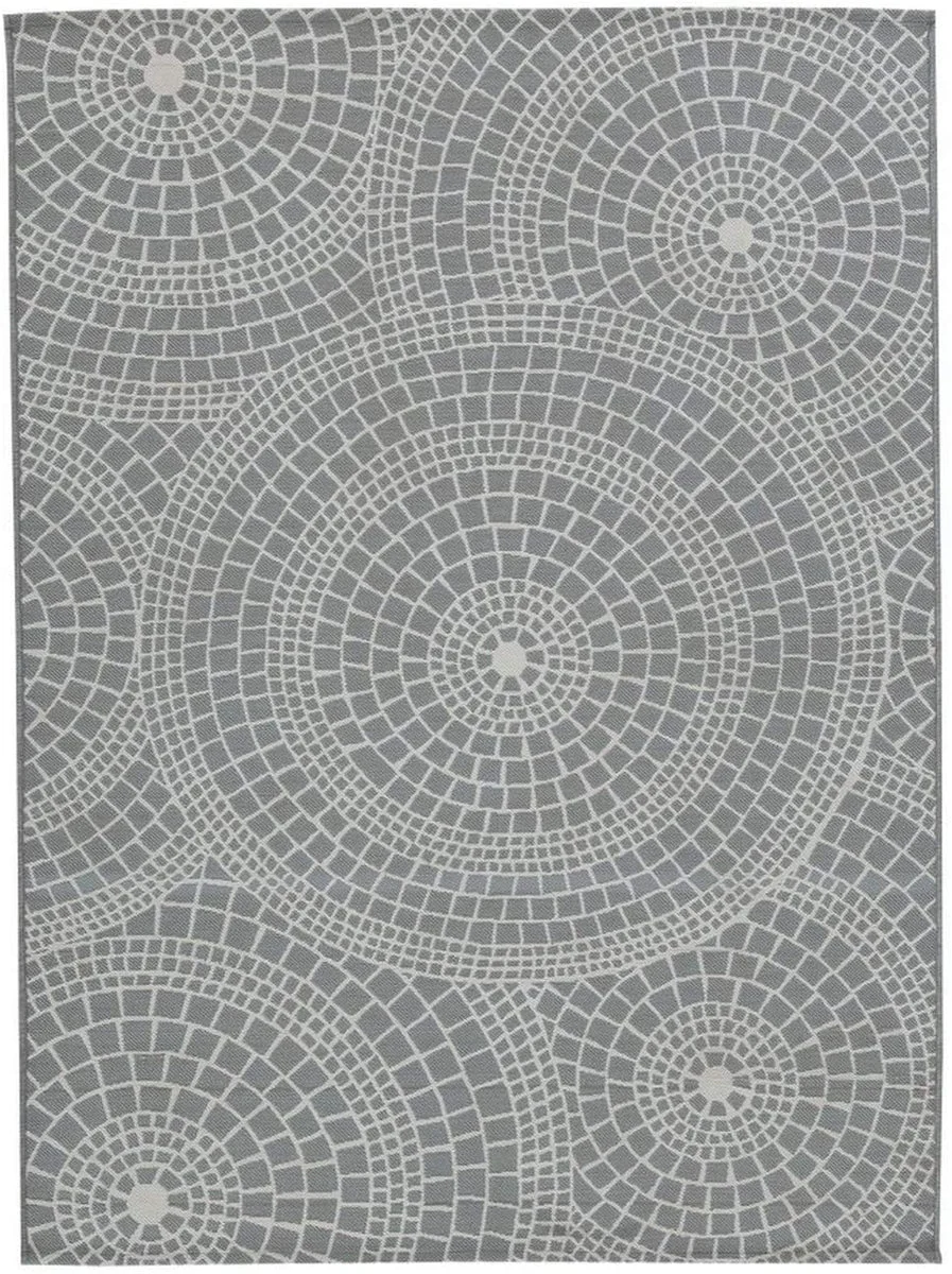 Benzara Power loomed Flatweave Fabric Rug with Tribal Pattern, Large, Gray