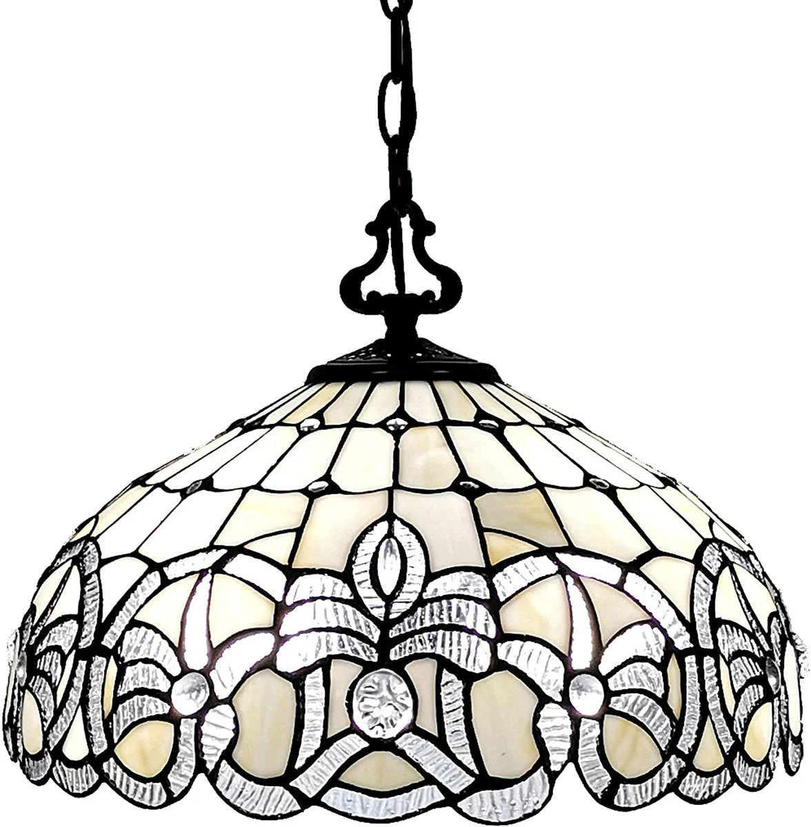 Amora Lighting Tiffany Style White Hanging Lamp 16" Wide