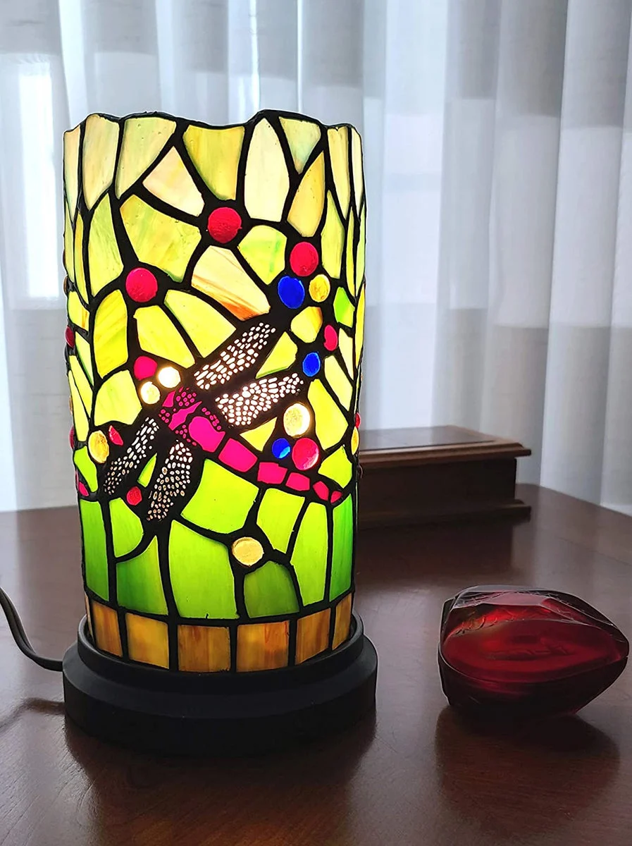 Amora Lighting Dragonfly Tiffany Style Mini Table Lamp 9" High