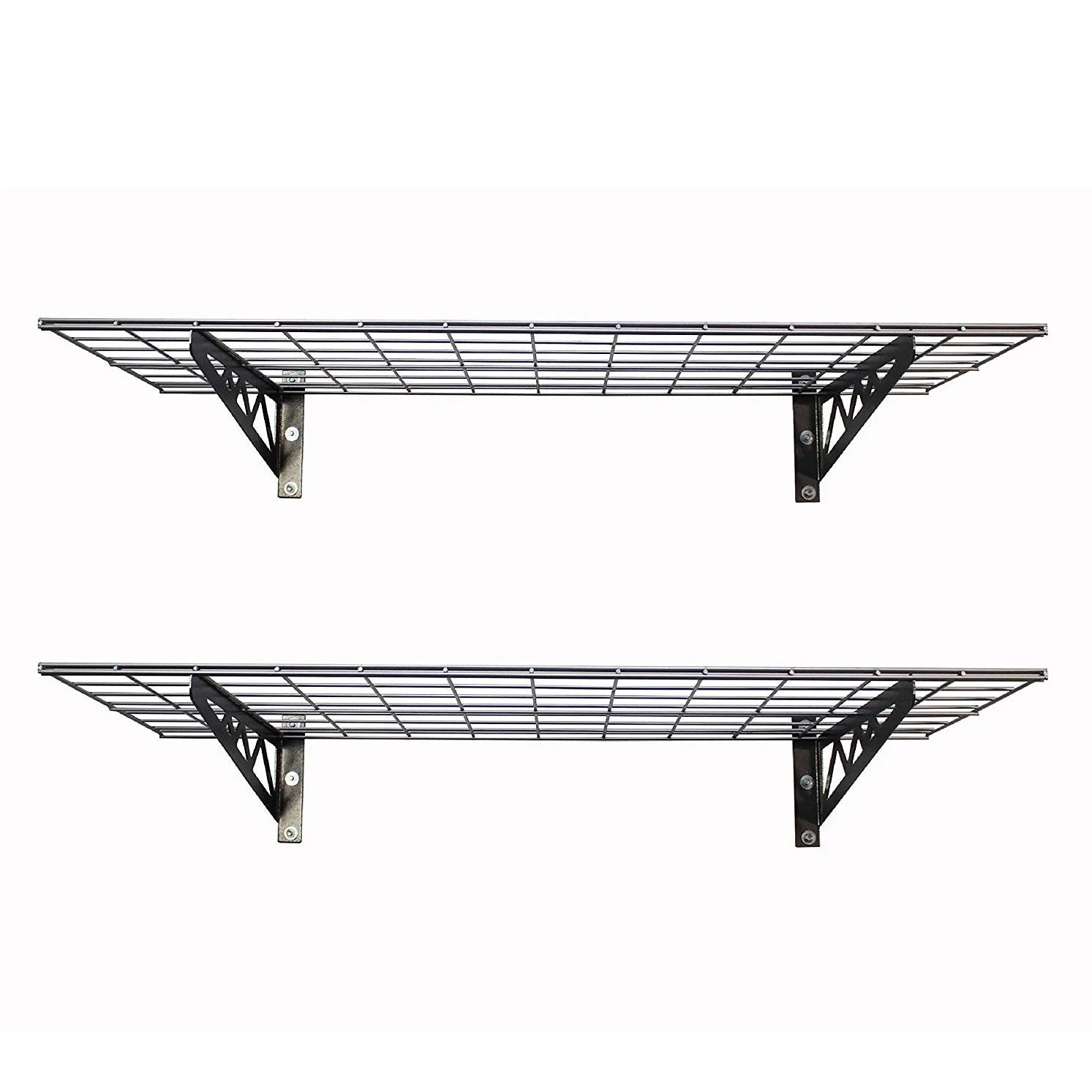 SafeRacks 18 x 48 Inch Garage Wall Shelf Two-Pack with Bike Tire Hooks, Gray