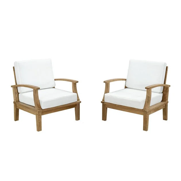 Marina Outdoor Patio Teak Armchairs Set of 2