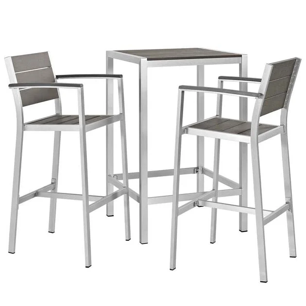 Shore Three-Piece Outdoor Patio Aluminum Outdoor Pub Dining Set