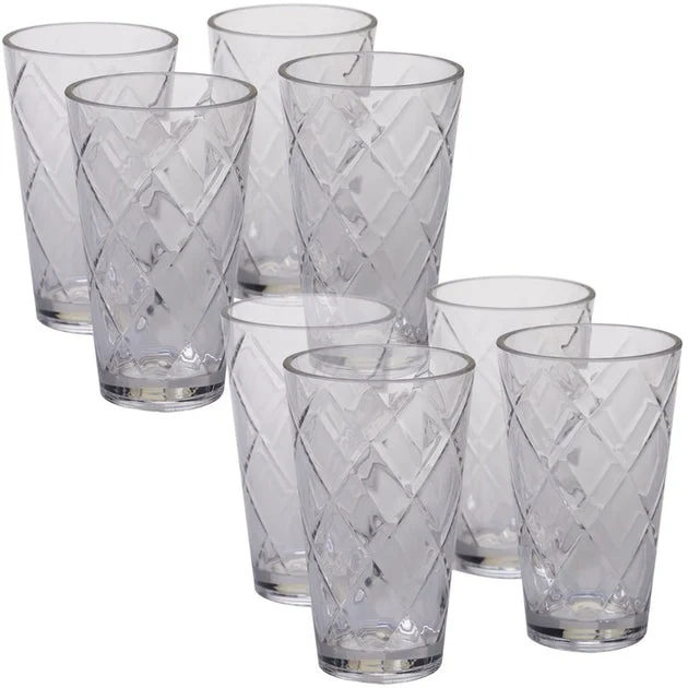 Diamond 20 oz Clear Acrylic Ice Tea Glasses Set of 8