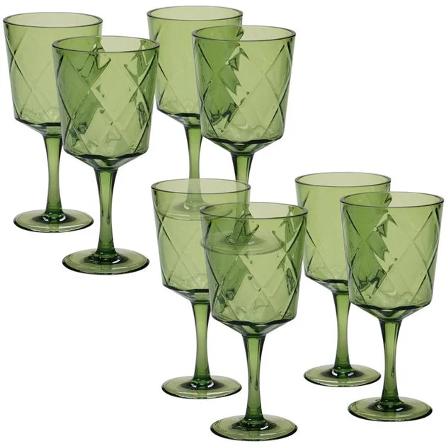 Diamond 13 oz Green Acrylic All-Purpose Goblets Set of 8