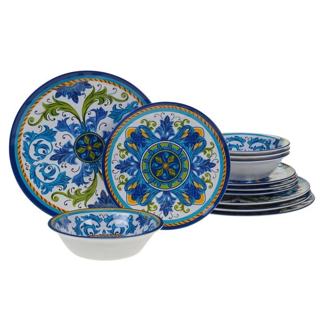 Lucca Twelve-Piece Melamine Dinnerware Set