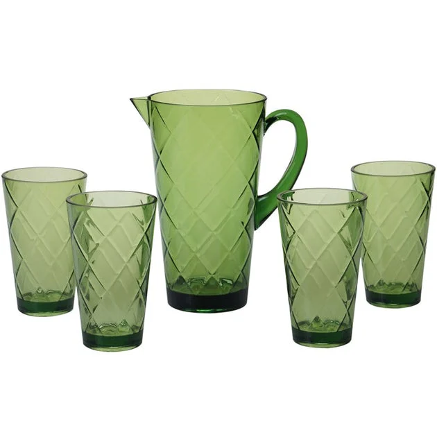 Diamond Green Acrylic Five-Piece Drinkware Set