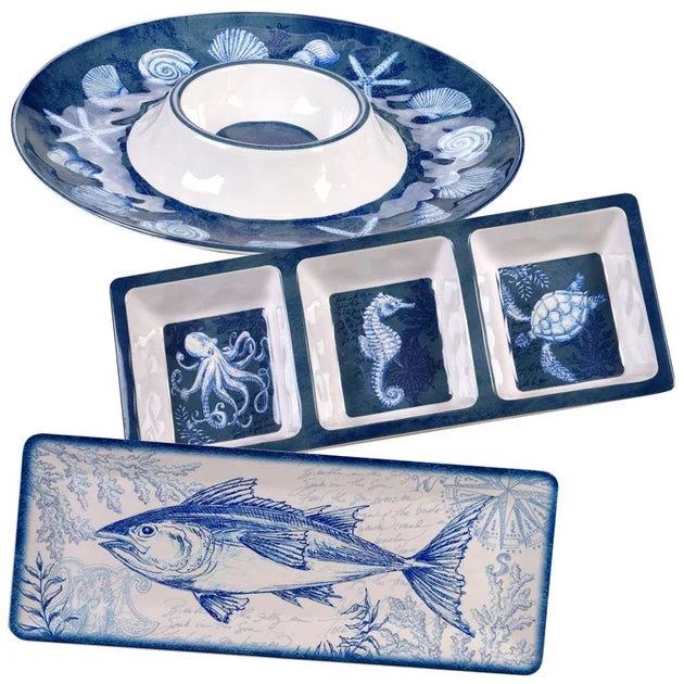 Oceanic Three-Piece Melamine Hostess Set