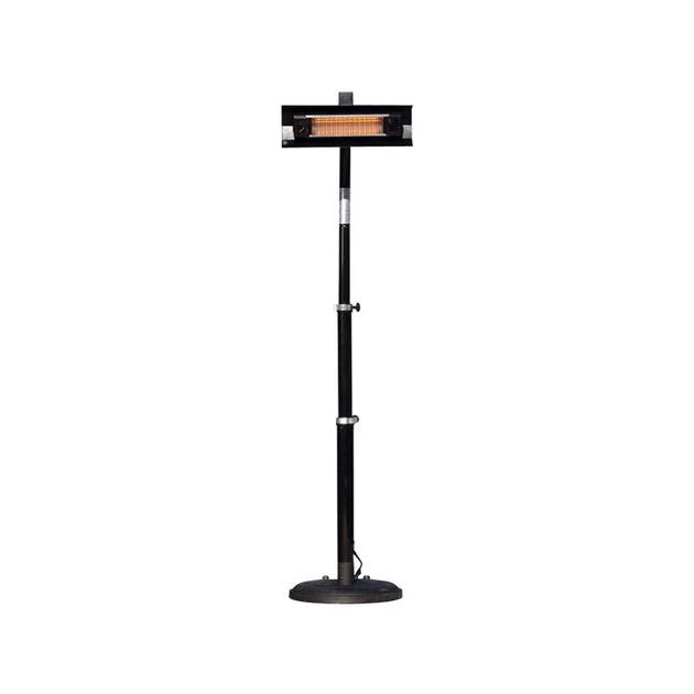 Telescoping Offset Pole-Mounted Black Steel Infrared Patio Heater