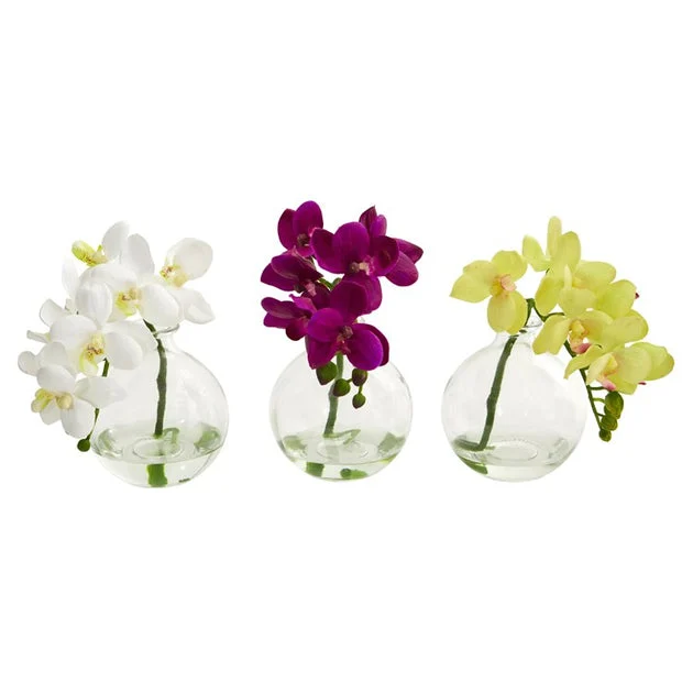 10" Faux Phalaenopsis Pots Set of 3