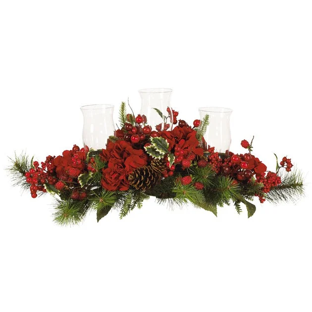 30" Faux Holiday Hydrangea Candelabrum
