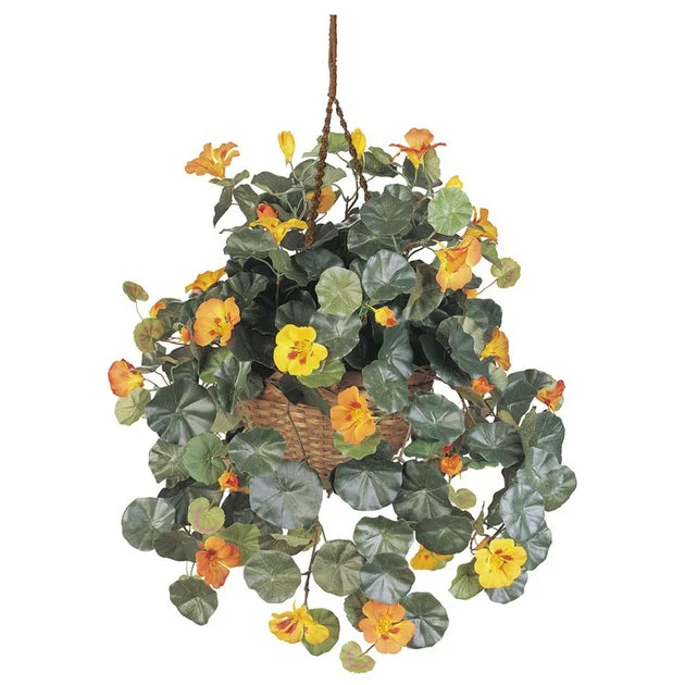 22" Faux Nasturtium Hanging Basket