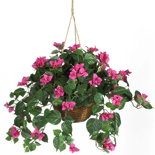 24" Faux Bougainvillea Hanging Basket