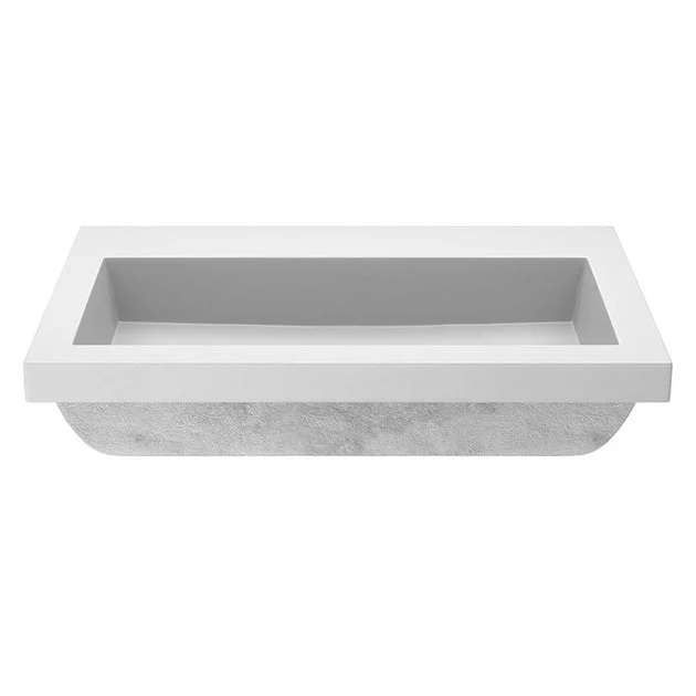 Trough 3019 30" Rectangular NativeStone Drop-In Bathroom Sink in Pearl without Faucet Holes