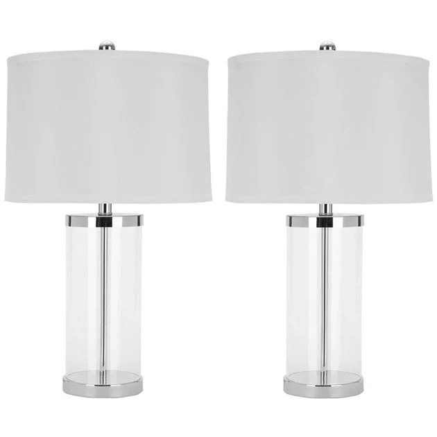 Jeanie Two-Light Glass Cylinder Table Lamps Set of 2 - Clear