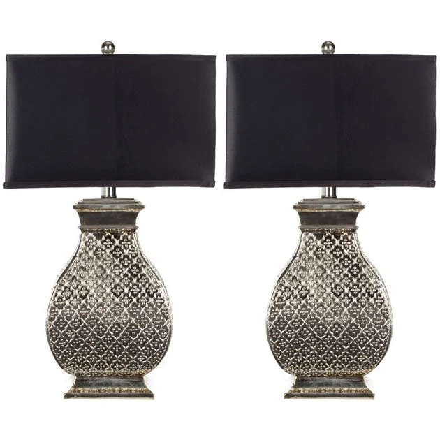 Malaga Two-Light Table Lamps Set of 2 - Antique Silver