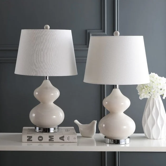 Eva Two-Light Double Gourd Glass Table Lamps Set of 2 - Pearl