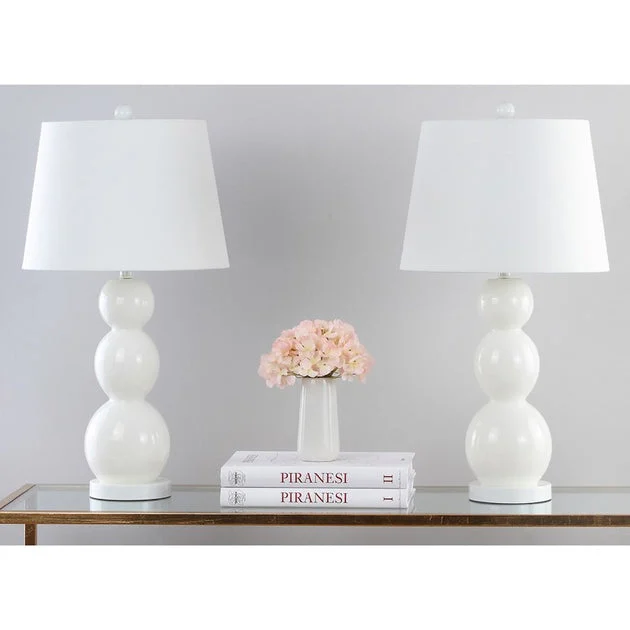 Jayne Two-Light Three Sphere Glass Table Lamps Set of 2 - White
