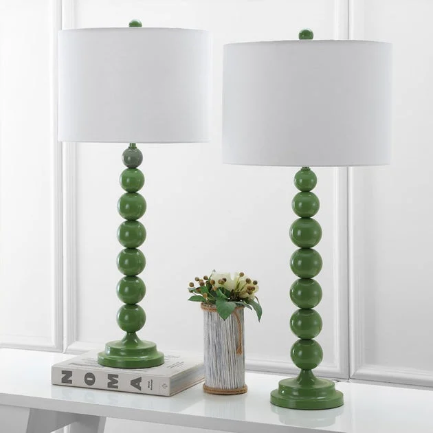 Jenna Two-Light Stacked Ball Table Lamps Set of 2 - Green