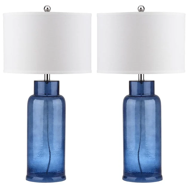 Bottle Two-Light Glass Table Lamps Set of 2 - Blue