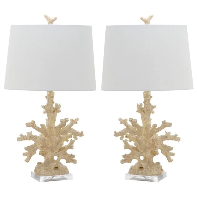 Coral Branch Two-Light Table Lamps Set of 2 - Cream