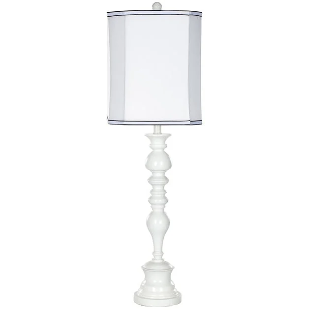 Polly Single-Light Candlestick Table Lamp - White