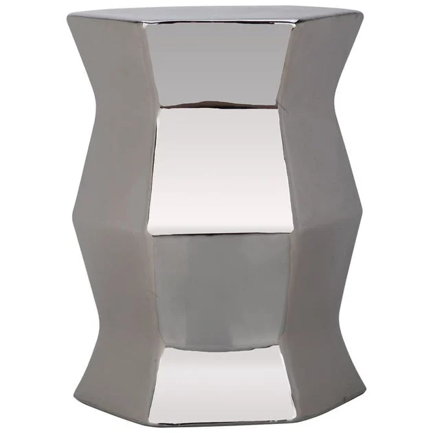 Modern Hexagon Garden Stool - Silver