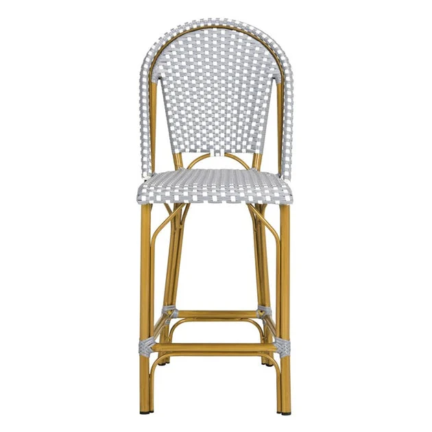 Gresley Indoor/Outdoor Stacking French Bistro Counter Stool - Gray/White