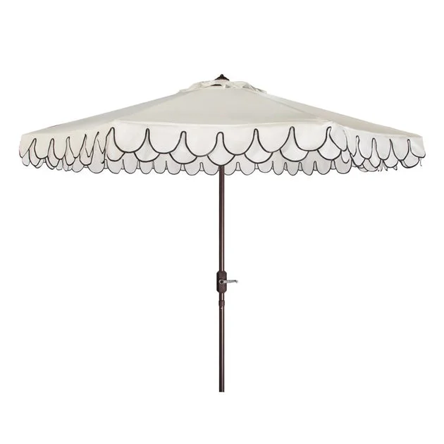 Elegant Valance 9 Ft Auto Tilt Umbrella - Ivory/Black