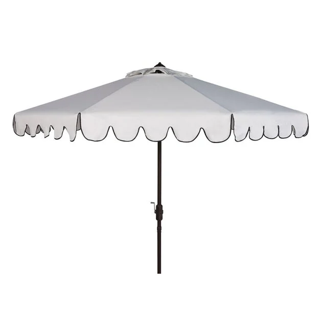 Venice Single Scallop 9 Ft Crank Outdoor Auto Tilt Umbrella - White/Black