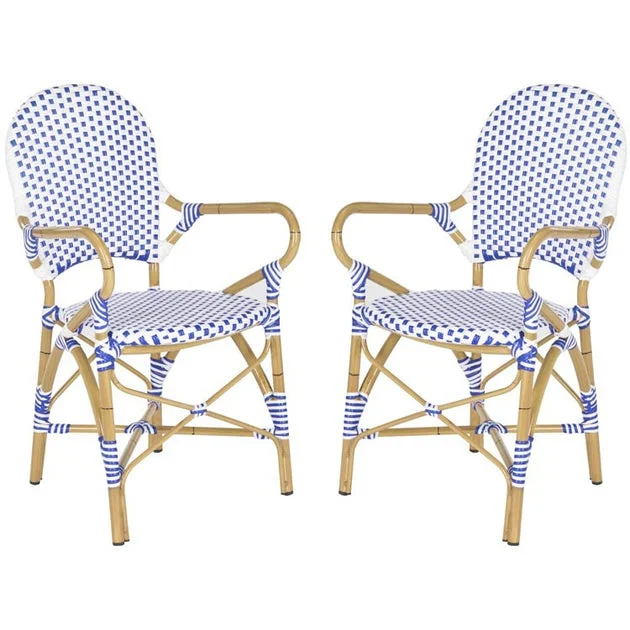 Hooper Indoor/Outdoor Stacking Armchairs Set of 2 - Blue/White