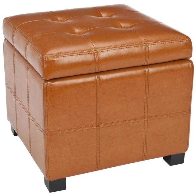 Maiden Square Tufted Ottoman - Saddle/Black
